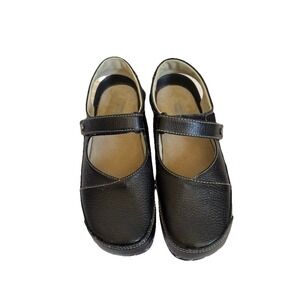 Wolky Black Leather Mary Jane Comfort Shoes Hook Loop Strap Women US 8 EU 39